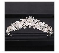 Tiara con corona de perlas y cristales de imitación a la moda, diadema con flores para novia, accesorios para el cabello, corona dorada, corona nupcial para boda, joyería para el cabello, tiara