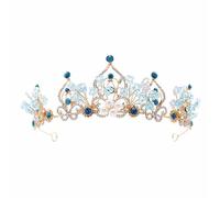 Tiara - Corona de cristal azul con diamantes de imitación para boda, accesorio para el cabello de boda, accesorios para el cabello de fiesta para novia, dama de honor y niñas, adjustable, Diamante