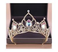 Tiara de boda, corona de cristal, accesorios para el cabello de novia, tiaras y coronas de cristal, tocado dorado para boda, adornos para el cabello de novia para fiesta