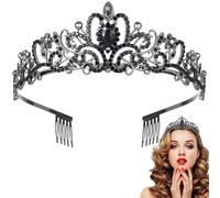 Tiara de Corona de Cristal con Peine de Strass en Plata, Tiara de Boda con Brillantes para Boda, Corona de Novia para Cumpleaños, Baile de Graduación, Fiestas de Princesas, talla única, Gema, Cristal