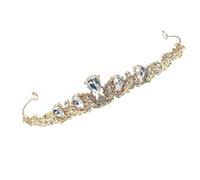 Tiara De Corona, Tiara Nupcial Exquisita y Encantadora, Para Boda, Dama de Honor, Baile de Graduación, Tocado Real, Boda, Calibre 15cm (Oro)