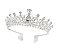 Tiara de cristal con peine de diamantes de imitación, tiara de plata, tiara para boda, novia, corona de diamantes de imitación, para cumpleaños, bodas, graduaciones, fiestas de princesas, talla única