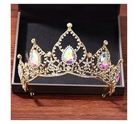Tiara de cristal para novia, accesorios para el cabello de boda, coronas y tiaras de novia doradas, joyas para el cabello, tiara de boda dorada