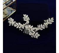 Tiara de diamantes a la moda con diseño de hojas, peine de perlas, diadema de novia, accesorios para el cabello