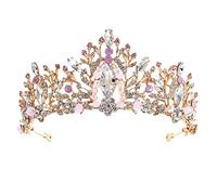 Tiara de diamantes, corona de novia, Tiara de boda de lujo, tocado de princesa con diamantes de imitación rosa para mujer