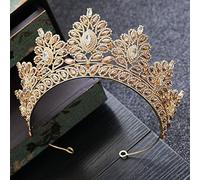 Tiara de diamantes de imitación champán, corona de novia, tiara coreana, accesorios para el cabello, accesorios para el cabello de cristal dorado, corona de concurso de belleza
