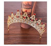 Tiara de diamantes de imitación con corona de novia, tocados de boda, tiaras de novia de cristal dorado y diadema con corona, joyería para el cabello para fiestas de desfiles