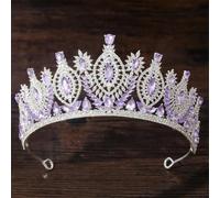 Tiara de diamantes de imitación elegante vestido de novia corona corona accesorios para el cabello H324 plata púrpura