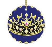 Tiara de fantasía para árbol de Navidad colgante de cerámica. Interior y exterior, fácil de colgar con cinta, decoración perfecta para las fiestas y regalo.