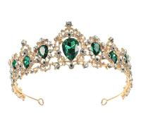 Tiara de Princesa de Vidrio Verde para Novia en Boda