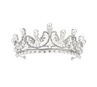 Tiara de Reina de graduación para Adultos, Boda, Plata, Princesa, Corona de Diamantes de imitación, Perlas, Corona de cumpleaños, Tiara, Accesorios pa