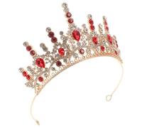 Tiara de Reina Real para Mujer Gemas Rojos de Metal