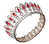 Tiara de strass, Tiara unisex de aleación zinc con cristales barrocos y diamantes imitación, corona rey, desfile redondo grande