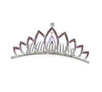 Tiara nupcial color lavanda con diamantes de imitación: peineta de aleación for boda, tocado de princesa for novia, fiesta de graduación y decoración de tartas.(Lavender)