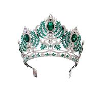 Tiara nupcial de corona for la novia, tiaras y coronas de cristal de reina, princesa(Silver and green)