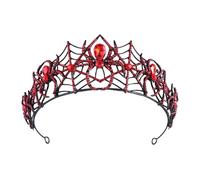 Tiara nupcial de cristal con forma de araña for Halloween, moderna corona con halo y diamantes de imitación estilo barroco, diadema for novia, accesorio for el cabello for boda(Gold Red)