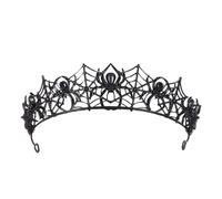 Tiara nupcial de cristal con forma de araña for Halloween, moderna corona con halo y diamantes de imitación estilo barroco, diadema for novia, accesorio for el cabello for boda(Gold Black)