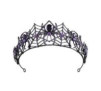 Tiara nupcial de cristal con forma de araña for Halloween, moderna corona con halo y diamantes de imitación estilo barroco, diadema for novia, accesorio for el cabello for boda(Black Dark Purple)