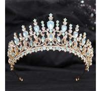 Tiara nupcial de lujo para mujer con ópalo y diamantes de imitación de cristal. ujer con ópalo y diamantes de imitación de cristal. Un tocado de diadema de reina para desfiles o ropa formal.