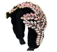 Tiara nupcial de princesa con corona de diamantes de imitación, diadema de cristal, joyería for el cabello de boda, tiara nupcial, tocado(Pink 1PC)