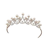 Tiara nupcial de princesa para niños, corona de cristal con diamantes de imitación de perlas de gama alta para disfraces y fiestas, talla única, Madera de agar, No es una piedra preciosa