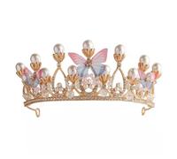 Tiara para niñas, corona de princesa con diamantes de imitación de larga duración, perlas, aleación, ideal para bodas, fiestas de cumpleaños
