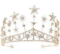 Tiaras con coronas de cristal de estrellas, accesorios dorados para el cabello de boda, tocados redondos para desfile de corona de reina y rey, para bodas, moda, la forma es exquisita y el disfraz