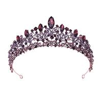 Tiaras de corona para mujer, tiaras rojas de cristal, corona de princesa para fiesta de graduación, diadema de novia, tocado de reina, corona nupcial, joyería para el cabello (púrpura)