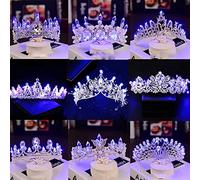 Tiaras de la corona de joyas para el cabello para mujeres 12 estilos tiaras brillantes cryestone crystal perla boda coronas con diadema de coronas de princesa azul por gagalu (color: ninguno)