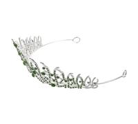 Tiaras de Princesa para Novia, Tiara de Gemas de Imitación | Ligera y Cómoda, Metal Brillo Incrustado, Tono Verde Claro, para Boda, Fiesta y Prom