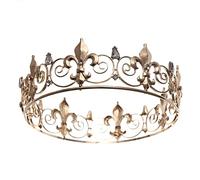 Tiaras y coronas para mujeres, cristal barroco Coronas redondas Party Queen Crown Tiara para mujeres Hombres accesorios para el cabello de la boda nupcial Joyería (oro)