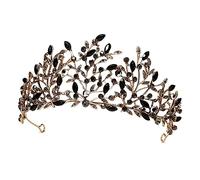 Tiaras y coronas vintage para mujer, con hoja de cristal, tiara de metal gótico Queen Crown, fiesta de cumpleaños, Quinceanera, baile de fin de curso de Halloween