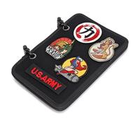 Tiardey 1 Juego de folleto de Parches, Soporte de Parche con Tapa abatible de 4 páginas, minipanel de exhibición de Insignias con Clip en D extraíble para exhibición de Parches, de Insignias, Negro