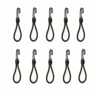 Tiardey 10 Ganchos de Cuerda elástica de 6 Pulgadas con Cuerda elástica, Ganchos de Cinta de flejado de Alta Resistencia para Acampar, Camiones, Motocicletas, Botes, Color Verde, 6 mm de diámetro