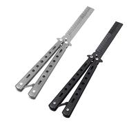 Tiardey 2 peines de mariposa, peine de bolsillo plegable, peine de resorte de acero inoxidable, peine de práctica plegable, peine de estilo mariposa, herramienta de mano