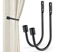 Tiardey - 2 Piezas de sujeción para Cortinas, Gancho de Metal en Forma de U, Gancho de Amarre montado en la Pared, Accesorios para Cortinas, Cortinas Decorativas, retención (Negro)