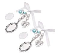 Tiardey, 2 uds., Abalorios de Foto de Ramo de Boda con Nudo de Lazo, Colgante de corazón de Perla de Diamantes de imitación para Fiesta de Boda