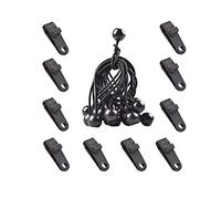 Tiardey 20 Pinzas de Lona para Trabajo,Sujetadores de Carpa, Sujetador de Pinzas, Cubierta de toldo para Piscina,Abrazadera para Cubierta de Coche,10 Pinzas + 10 Bandas elásticas Fluorescentes Negras