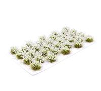 Tiardey 32pcs Mechón de césped estático 8 mm Autoadhesivo Hierba estática Ferrocarril Césped Artificial Modelado Modelo de Terreno de Juegos de Guerra - Blanco