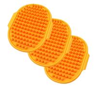 Tiardey 3pcs Cepillo de champú para el Cuidado de Mascotas,Peine de Curry con cerdas de Goma para Masaje Relajante,Guantes de ba?o para Perros y Gatos Lavado fácil - Naranja