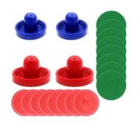 Tiardey 4 Piezas 96 mm Air Hockey Pushers Air Hockey Ball Table Mallet Goalies con 8 Piezas Pucks, Rojo + Azul