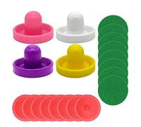 Tiardey 4 Piezas 96 mm empujadores de Hockey de Aire Air Hockey Ball Table Mallet Goalies con 8 Piezas de Discos, (Blanco + Rosa + Amarillo + Morado)