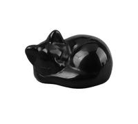 Tiardey Adorno de Gato de obsidiana Negra, Estatua de Gato durmiendo de Cristal, Regalo con temática de Escritorio del hogar, Regalo de Cristal Adecuado para Mujeres y Hombres, 1 Pieza