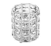 Tiardey Crystal Makeup Brush Holder Organizador Cejas Peine Cepillos Pluma Lápiz Vaso Contenedor Organizador de Almacenamiento de cosméticos (Plata)