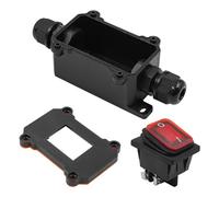 Tiardey IP67 Interruptor Cable en línea Impermeable, CA 220 V 4 Pines Interruptor Palanca Encendido y Apagado 2 Posiciones con botón basculante de luz roja(Rojo)