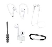 Tiardey Juego antipérdida de Auriculares inalámbricos de 6 Piezas,Que Incluye Cuerda antipérdida para Auriculares,Funda de Almacenamiento,Gancho para,Cepillo de Limpieza,para AirPods - Color Blanco