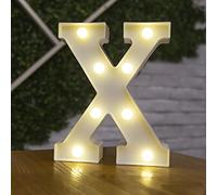 Tiardey Luces de Letras con Forma de símbolo LED, lámparas de Mesa de plástico con Forma de Alfabeto, iesta de Cumplea?os, Boda, decoración para Colgar en la Pared del hogar Todos los días-X