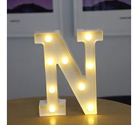 Tiardey - Luces de Letras con Forma de símbolo LED, lámparas de Mesa de plástico con Forma de Alfabeto,Fiesta de Cumplea os, Boda, Todos los días, decoración para Colgar en la Pared del hogar-N