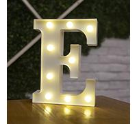 Tiardey - Luces de Letras con Forma de símbolo LED, lámparas de Mesa de plástico con Forma de Alfabeto, Fiesta de Cumplea?os, Boda, Todos los días, decoración para Colgar en la Pared del hogar-E