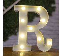 Tiardey Luces de Letras con Forma de símbolo LED, lámparas de Mesa de plástico con Forma de Alfabeto,Fiesta de Cumplea os, Boda, decoración para Colgar en la Pared del hogar Todos los días-R
